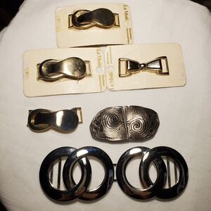 Lot of 6 Vintage Belt Buckles 4 La Mode  1 Signed Gutos 1 Unmarked NIP